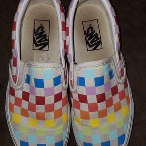 Vans slip-on rainbow skateboard shoes